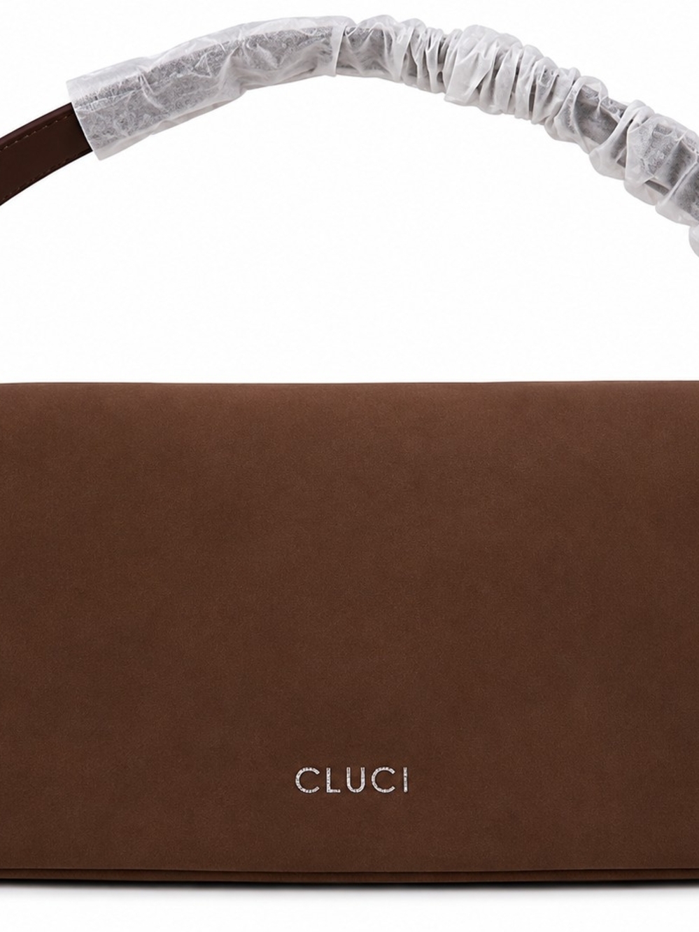 CLUCI Brown Vegan Suede-Feel Crossbody Shoulder Bag 2 Straps NWT